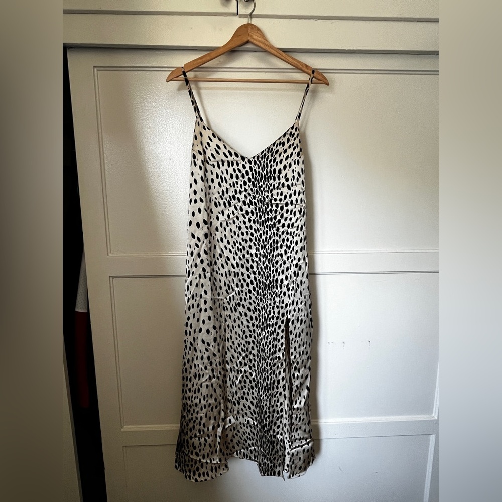 Reformation Black and Cream Spotted Dress